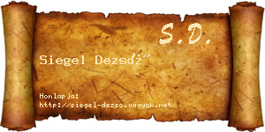 Siegel Dezső névjegykártya